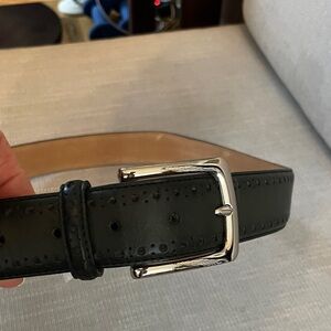 Cole Haan Black Leather Dress Belt with Silver Buckle